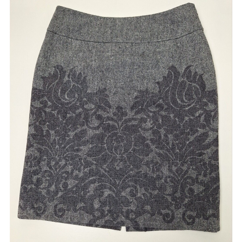 Rafaella Wool Blend Black/Gray Lined Skirt Side Zip Walking Slit Women's Size 6